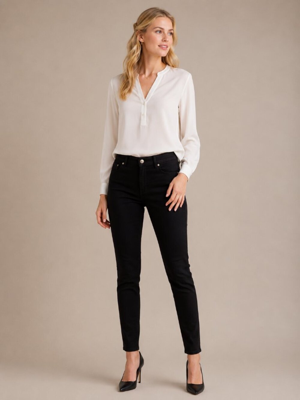 2/$30 Eileen Fisher Low Waist Skinny Chino Pants 4 Black Five-Pocket #6753